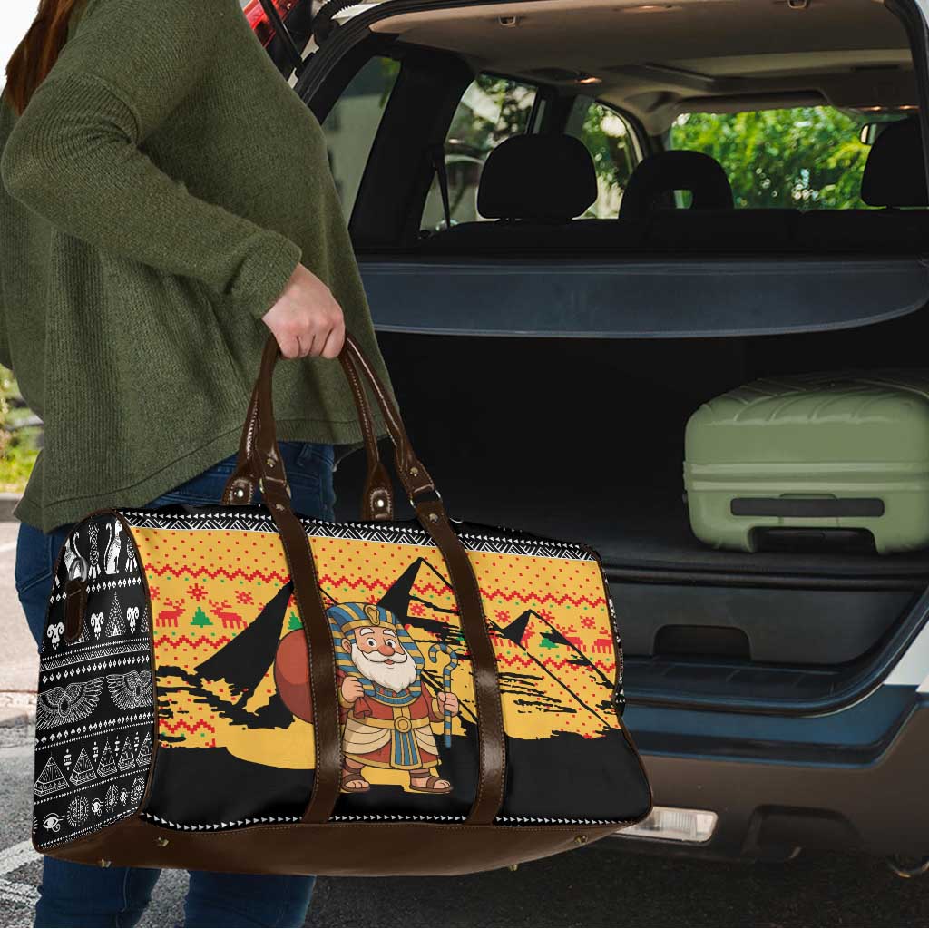 Egypt Christmas Travel Bag with Pharaoh Santa Pyramids Eye of Horus and Ancient Egyptian - Wonder Print Shop