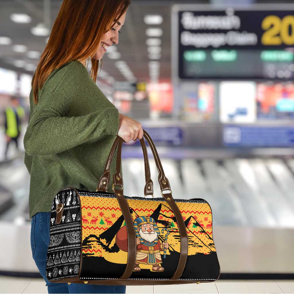 Egypt Christmas Travel Bag with Pharaoh Santa Pyramids Eye of Horus and Ancient Egyptian - Wonder Print Shop