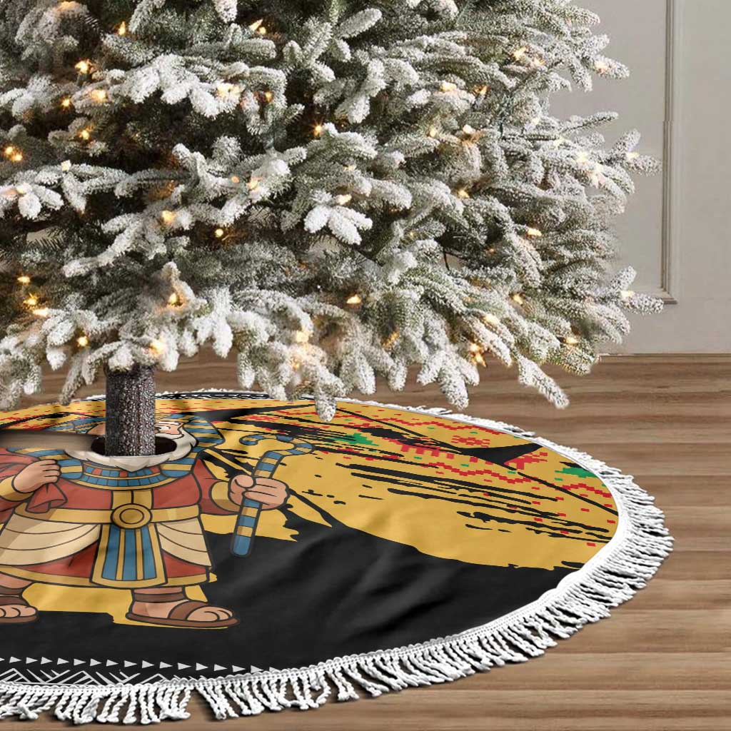 Egypt Christmas Tree Skirt with Pharaoh Santa Pyramids Eye of Horus and Ancient Egyptian - Wonder Print Shop