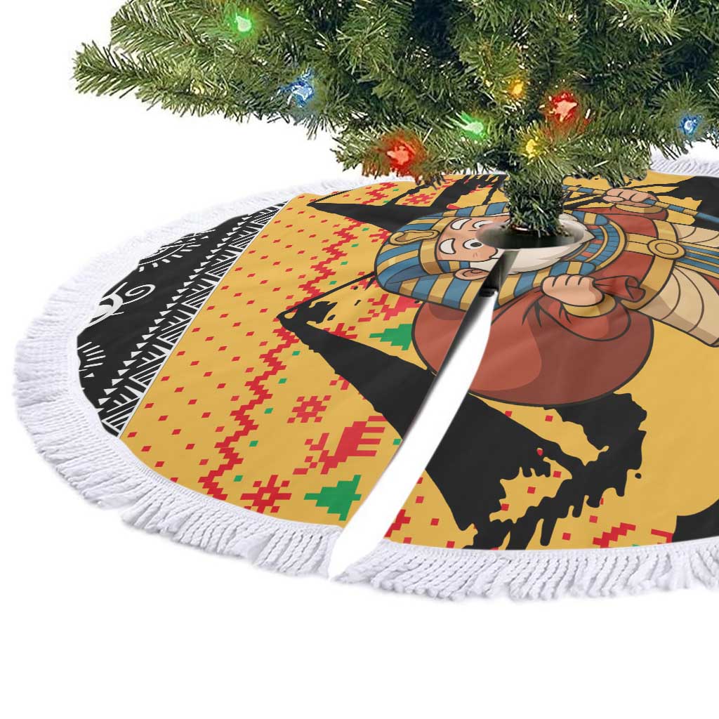 Egypt Christmas Tree Skirt with Pharaoh Santa Pyramids Eye of Horus and Ancient Egyptian - Wonder Print Shop
