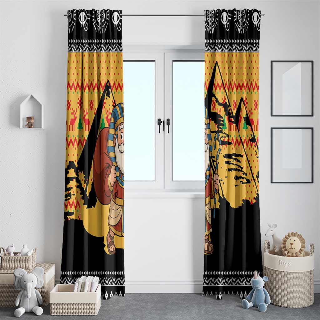 Egypt Christmas Window Curtain with Pharaoh Santa Pyramids Eye of Horus and Ancient Egyptian - Wonder Print Shop