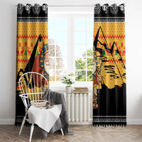Egypt Christmas Window Curtain with Pharaoh Santa Pyramids Eye of Horus and Ancient Egyptian - Wonder Print Shop