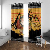 Egypt Christmas Window Curtain with Pharaoh Santa Pyramids Eye of Horus and Ancient Egyptian - Wonder Print Shop