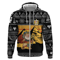 Egypt Christmas Zip Hoodie with Pharaoh Santa Pyramids Eye of Horus and Ancient Egyptian - Wonder Print Shop