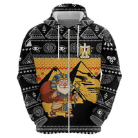Egypt Christmas Zip Hoodie with Pharaoh Santa Pyramids Eye of Horus and Ancient Egyptian - Wonder Print Shop