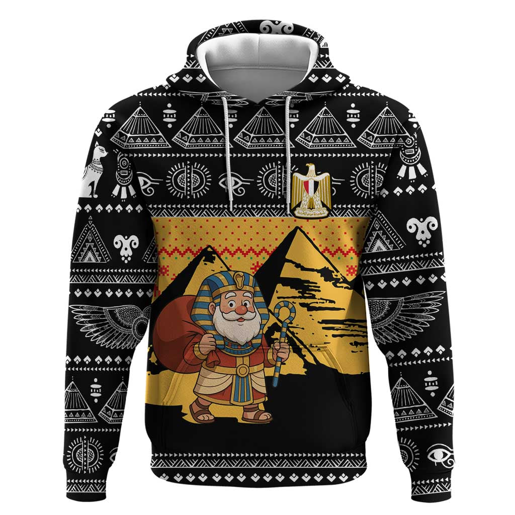 Egypt Christmas Zip Hoodie with Pharaoh Santa Pyramids Eye of Horus and Ancient Egyptian - Wonder Print Shop