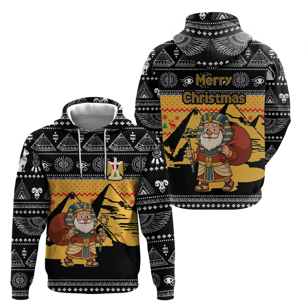 Egypt Christmas Zip Hoodie with Pharaoh Santa Pyramids Eye of Horus and Ancient Egyptian - Wonder Print Shop
