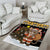 Egypt Christmas Area Rug with Santa Cat Sleigh Reindeer Christmas Tree and Ancient Hieroglyphic - Wonder Print Shop