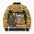 Egypt Christmas Bomber Puffer Jacket with Santa Cat Sleigh Reindeer Christmas Tree and Ancient Hieroglyphic - Wonder Print Shop