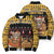 Egypt Christmas Bomber Puffer Jacket with Santa Cat Sleigh Reindeer Christmas Tree and Ancient Hieroglyphic - Wonder Print Shop