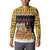 Egypt Christmas Button Sweatshirt with Santa Cat Sleigh Reindeer Christmas Tree and Ancient Hieroglyphic - Wonder Print Shop