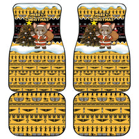 Egypt Christmas Car Mats with Santa Cat Sleigh Reindeer Christmas Tree and Ancient Hieroglyphic - Wonder Print Shop