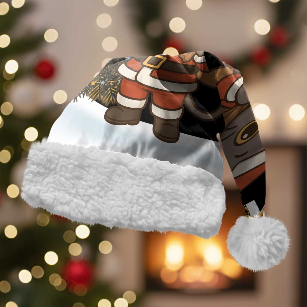 Egypt Christmas Santa Hat with Santa Cat Sleigh Reindeer Christmas Tree and Ancient Hieroglyphic - Wonder Print Shop