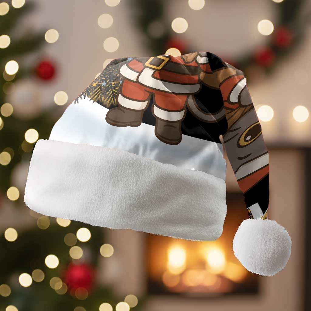 Egypt Christmas Santa Hat with Santa Cat Sleigh Reindeer Christmas Tree and Ancient Hieroglyphic - Wonder Print Shop