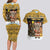 Egypt Christmas Couples Matching Long Sleeve Bodycon Dress and Hawaiian Shirt with Santa Cat Sleigh Reindeer Christmas Tree and Ancient Hieroglyphic - Wonder Print Shop