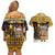 Egypt Christmas Couples Matching Off Shoulder Short Dress and Hawaiian Shirt with Santa Cat Sleigh Reindeer Christmas Tree and Ancient Hieroglyphic - Wonder Print Shop