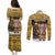 Egypt Christmas Couples Matching Puletasi and Long Sleeve Button Shirt with Santa Cat Sleigh Reindeer Christmas Tree and Ancient Hieroglyphic - Wonder Print Shop