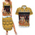 Egypt Christmas Couples Matching Summer Maxi Dress and Hawaiian Shirt with Santa Cat Sleigh Reindeer Christmas Tree and Ancient Hieroglyphic - Wonder Print Shop