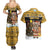 Egypt Christmas Couples Matching Summer Maxi Dress and Hawaiian Shirt with Santa Cat Sleigh Reindeer Christmas Tree and Ancient Hieroglyphic - Wonder Print Shop