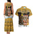 Egypt Christmas Couples Matching Tank Maxi Dress and Hawaiian Shirt with Santa Cat Sleigh Reindeer Christmas Tree and Ancient Hieroglyphic - Wonder Print Shop