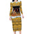 Egypt Christmas Family Matching Long Sleeve Bodycon Dress and Hawaiian Shirt with Santa Cat Sleigh Reindeer Christmas Tree and Ancient Hieroglyphic - Wonder Print Shop
