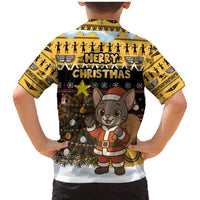 Egypt Christmas Family Matching Mermaid Dress and Hawaiian Shirt with Santa Cat Sleigh Reindeer Christmas Tree and Ancient Hieroglyphic - Wonder Print Shop