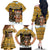 Egypt Christmas Family Matching Off The Shoulder Long Sleeve Dress and Hawaiian Shirt with Santa Cat Sleigh Reindeer Christmas Tree and Ancient Hieroglyphic - Wonder Print Shop
