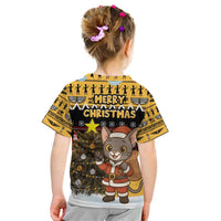 Egypt Christmas Kid T Shirt with Santa Cat Sleigh Reindeer Christmas Tree and Ancient Hieroglyphic - Wonder Print Shop