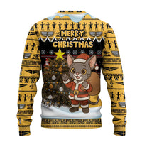 Egypt Christmas Ugly Christmas Sweater with Santa Cat Sleigh Reindeer Christmas Tree and Ancient Hieroglyphic - Wonder Print Shop