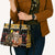 Egypt Christmas Leather Bag with Santa Cat Sleigh Reindeer Christmas Tree and Ancient Hieroglyphic - Wonder Print Shop