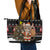 Egypt Christmas Leather Tote Bag with Santa Cat Sleigh Reindeer Christmas Tree and Ancient Hieroglyphic - Wonder Print Shop