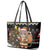 Egypt Christmas Leather Tote Bag with Santa Cat Sleigh Reindeer Christmas Tree and Ancient Hieroglyphic - Wonder Print Shop