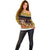 Egypt Christmas Off Shoulder Sweater with Santa Cat Sleigh Reindeer Christmas Tree and Ancient Hieroglyphic - Wonder Print Shop