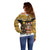 Egypt Christmas Off Shoulder Sweater with Santa Cat Sleigh Reindeer Christmas Tree and Ancient Hieroglyphic - Wonder Print Shop