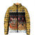 Egypt Christmas Padded Jacket with Santa Cat Sleigh Reindeer Christmas Tree and Ancient Hieroglyphic - Wonder Print Shop