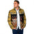 Egypt Christmas Padded Jacket with Santa Cat Sleigh Reindeer Christmas Tree and Ancient Hieroglyphic - Wonder Print Shop