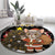 Egypt Christmas Round Carpet with Santa Cat Sleigh Reindeer Christmas Tree and Ancient Hieroglyphic - Wonder Print Shop