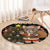 Egypt Christmas Round Carpet with Santa Cat Sleigh Reindeer Christmas Tree and Ancient Hieroglyphic - Wonder Print Shop
