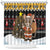 Egypt Christmas Shower Curtain with Santa Cat Sleigh Reindeer Christmas Tree and Ancient Hieroglyphic - Wonder Print Shop