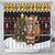 Egypt Christmas Shower Curtain with Santa Cat Sleigh Reindeer Christmas Tree and Ancient Hieroglyphic - Wonder Print Shop