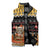 Egypt Christmas Sleeveless Puffer Jacket with Santa Cat Sleigh Reindeer Christmas Tree and Ancient Hieroglyphic - Wonder Print Shop