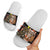 Egypt Christmas Slide Sandals with Santa Cat Sleigh Reindeer Christmas Tree and Ancient Hieroglyphic - Wonder Print Shop