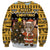 Egypt Christmas Sweatshirt with Santa Cat Sleigh Reindeer Christmas Tree and Ancient Hieroglyphic - Wonder Print Shop