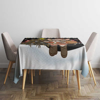 Egypt Christmas Tablecloth with Santa Cat Sleigh Reindeer Christmas Tree and Ancient Hieroglyphic - Wonder Print Shop