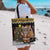 Egypt Christmas Tote Bag with Santa Cat Sleigh Reindeer Christmas Tree and Ancient Hieroglyphic - Wonder Print Shop