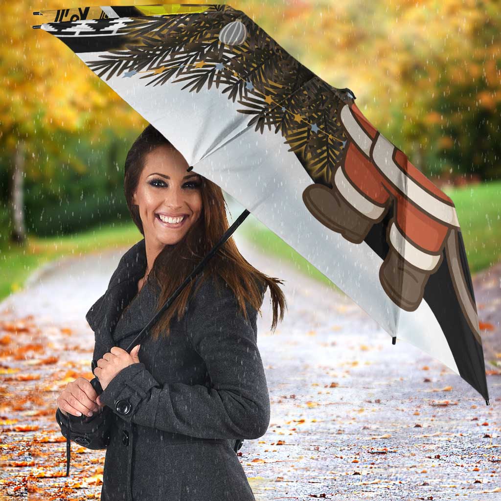 Egypt Christmas Umbrella with Santa Cat Sleigh Reindeer Christmas Tree and Ancient Hieroglyphic - Wonder Print Shop
