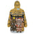 Egypt Christmas Wearable Blanket Hoodie with Santa Cat Sleigh Reindeer Christmas Tree and Ancient Hieroglyphic - Wonder Print Shop