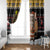 Egypt Christmas Window Curtain with Santa Cat Sleigh Reindeer Christmas Tree and Ancient Hieroglyphic - Wonder Print Shop