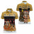 Egypt Christmas Women Polo Shirt with Santa Cat Sleigh Reindeer Christmas Tree and Ancient Hieroglyphic - Wonder Print Shop
