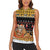 Egypt Christmas Women Sleeveless Polo Shirt with Santa Cat Sleigh Reindeer Christmas Tree and Ancient Hieroglyphic - Wonder Print Shop